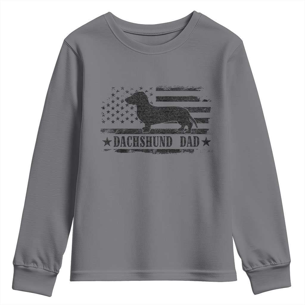 Dachshund Dog Dad Youth Sweatshirt Fathers Day Gift for Dog Lovers American Flag - Wonder Print Shop