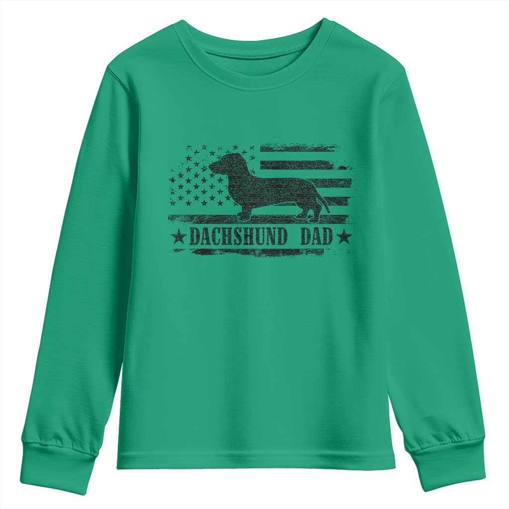 Dachshund Dog Dad Youth Sweatshirt Fathers Day Gift for Dog Lovers American Flag - Wonder Print Shop