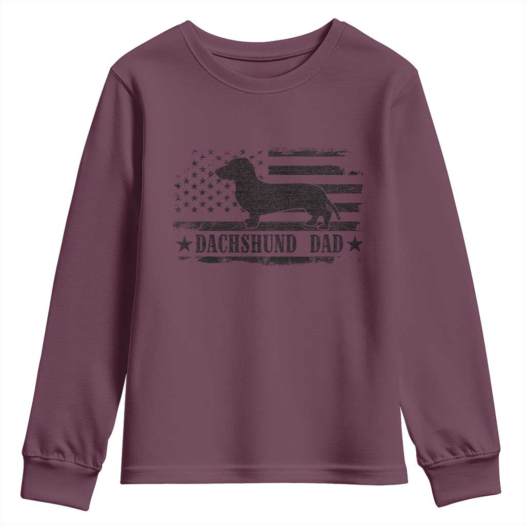 Dachshund Dog Dad Youth Sweatshirt Fathers Day Gift for Dog Lovers American Flag - Wonder Print Shop