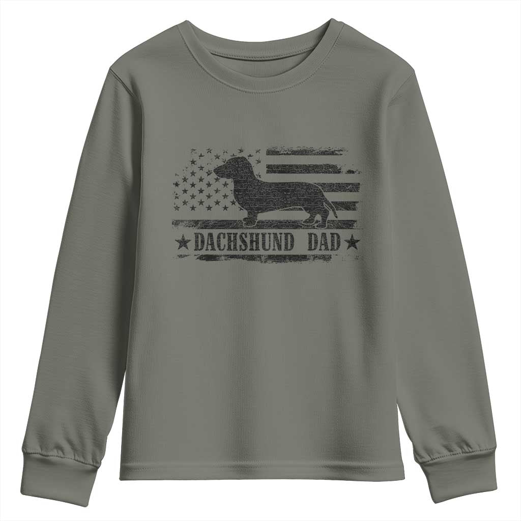 Dachshund Dog Dad Youth Sweatshirt Fathers Day Gift for Dog Lovers American Flag - Wonder Print Shop