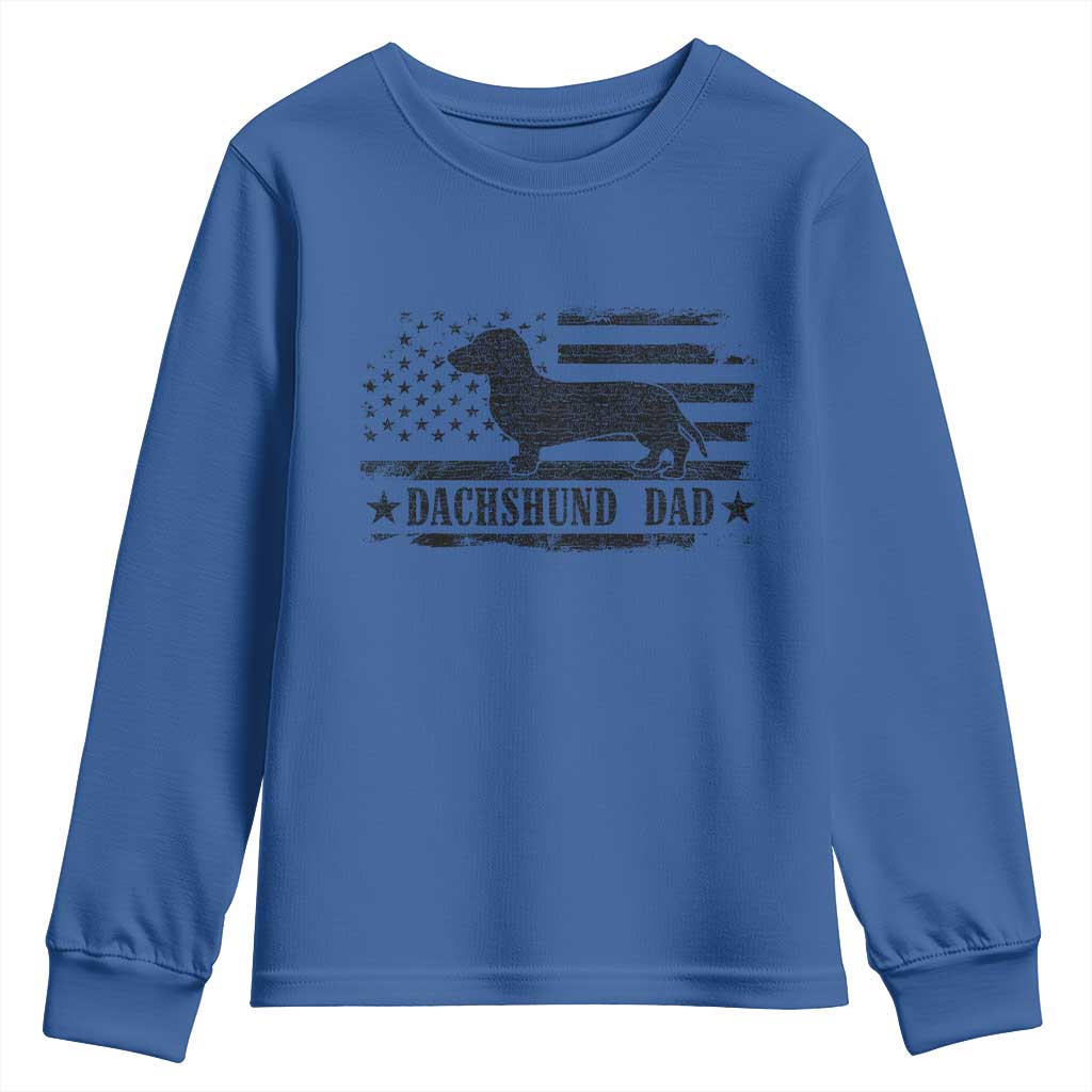 Dachshund Dog Dad Youth Sweatshirt Fathers Day Gift for Dog Lovers American Flag - Wonder Print Shop