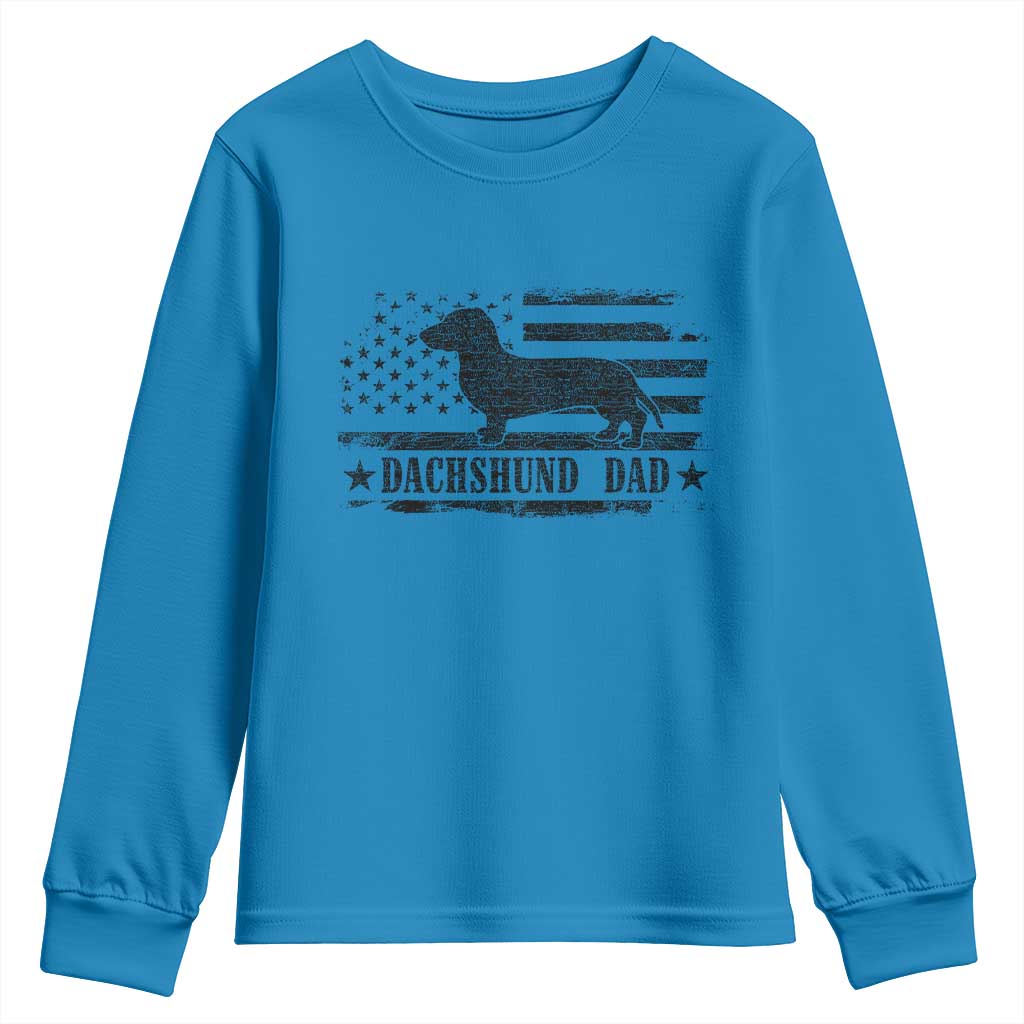 Dachshund Dog Dad Youth Sweatshirt Fathers Day Gift for Dog Lovers American Flag - Wonder Print Shop