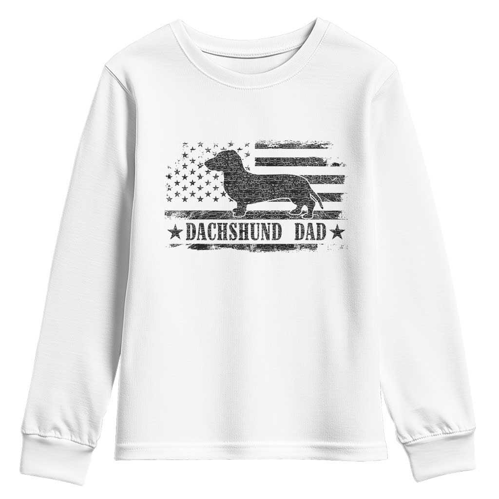 Dachshund Dog Dad Youth Sweatshirt Fathers Day Gift for Dog Lovers American Flag - Wonder Print Shop