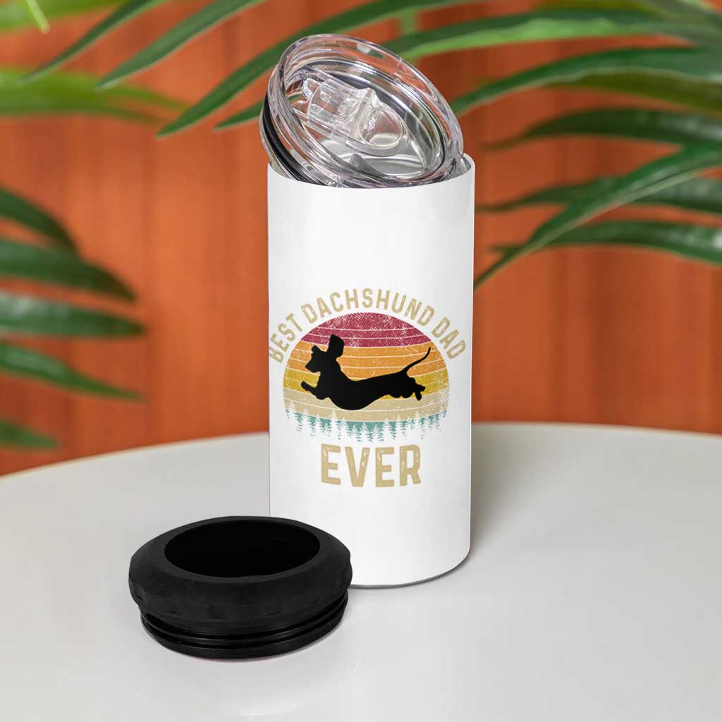 Dachshund Dog Dad 4 in 1 Can Cooler Tumbler Vintage 60s 70s Retro Fathers Day Gift for Dog Lovers - Wonder Print Shop