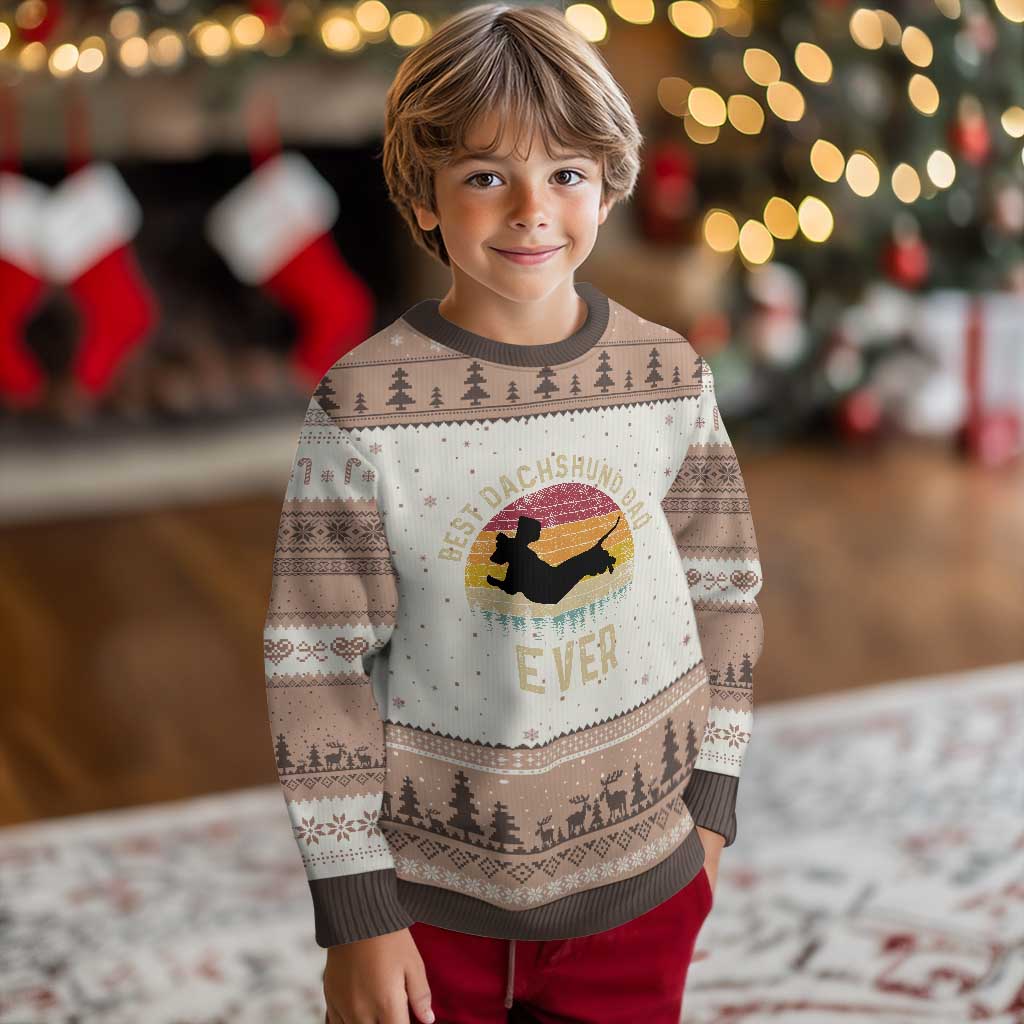 Dachshund Dog Dad Ugly Christmas Sweater Vintage 60s 70s Retro Fathers Day Gift for Dog Lovers - Wonder Print Shop