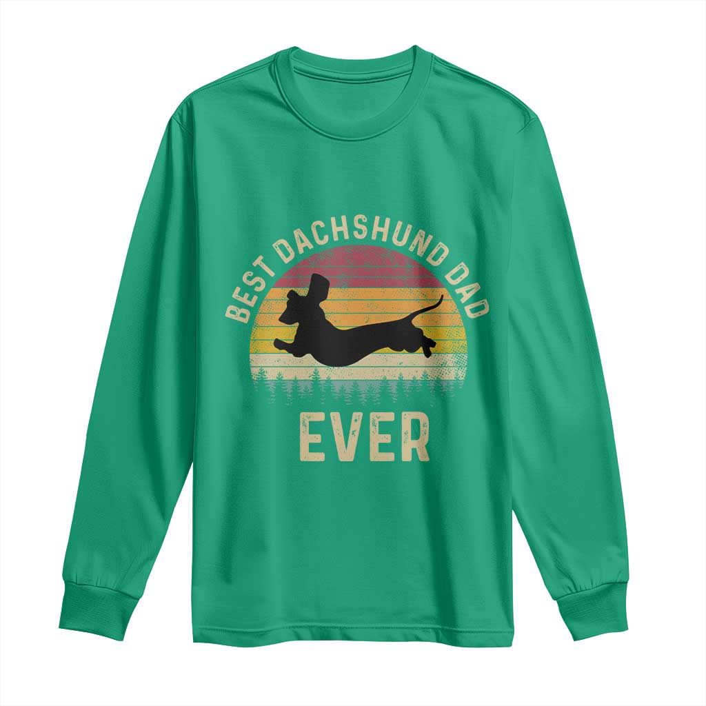 Dachshund Dog Dad Long Sleeve Shirt Vintage 60s 70s Retro Fathers Day Gift for Dog Lovers - Wonder Print Shop