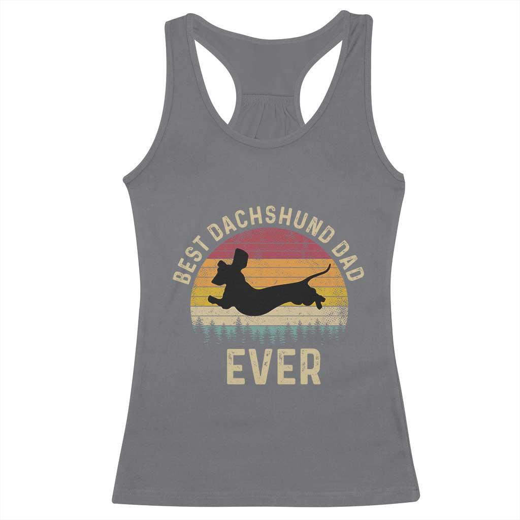Dachshund Dog Dad Racerback Tank Top Vintage 60s 70s Retro Fathers Day Gift for Dog Lovers - Wonder Print Shop
