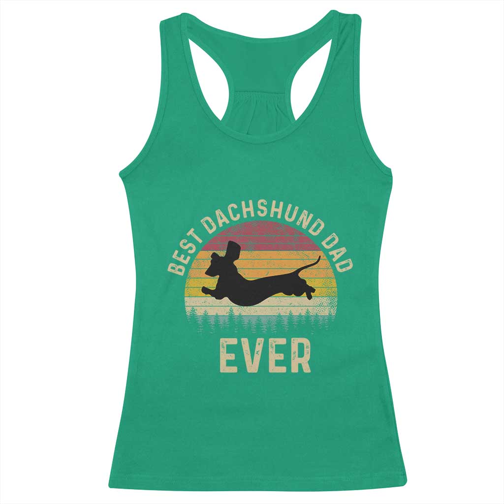 Dachshund Dog Dad Racerback Tank Top Vintage 60s 70s Retro Fathers Day Gift for Dog Lovers - Wonder Print Shop