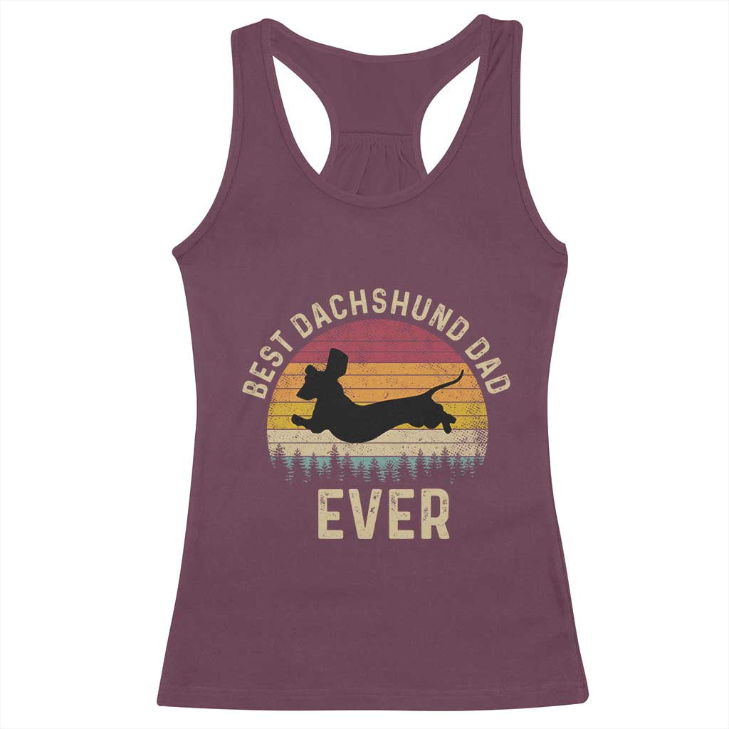 Dachshund Dog Dad Racerback Tank Top Vintage 60s 70s Retro Fathers Day Gift for Dog Lovers - Wonder Print Shop