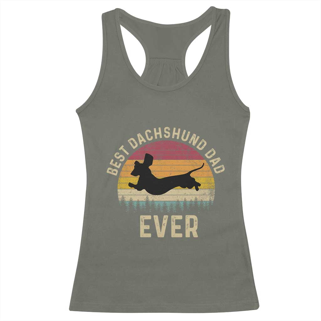 Dachshund Dog Dad Racerback Tank Top Vintage 60s 70s Retro Fathers Day Gift for Dog Lovers - Wonder Print Shop