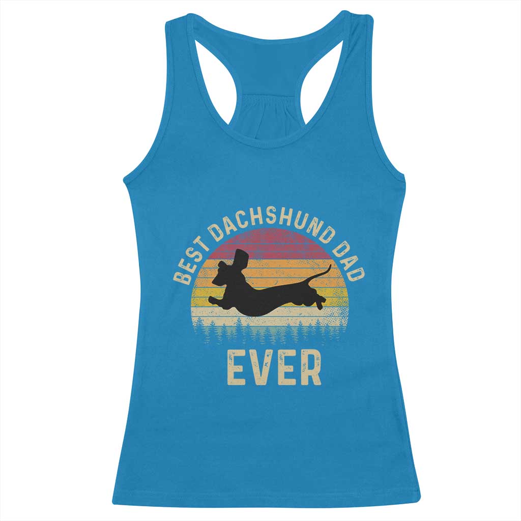 Dachshund Dog Dad Racerback Tank Top Vintage 60s 70s Retro Fathers Day Gift for Dog Lovers - Wonder Print Shop