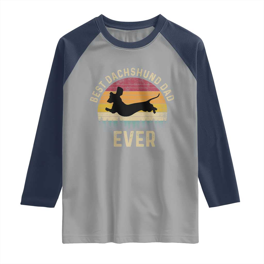 Dachshund Dog Dad Raglan Shirt Vintage 60s 70s Retro Fathers Day Gift for Dog Lovers - Wonder Print Shop