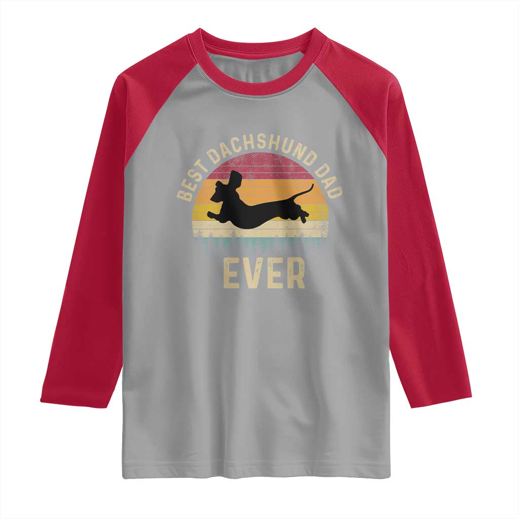 Dachshund Dog Dad Raglan Shirt Vintage 60s 70s Retro Fathers Day Gift for Dog Lovers - Wonder Print Shop