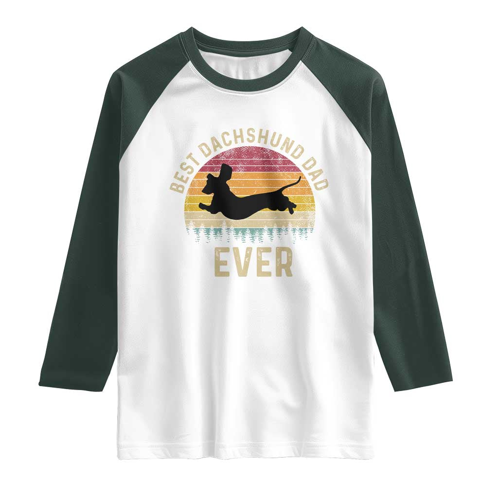 Dachshund Dog Dad Raglan Shirt Vintage 60s 70s Retro Fathers Day Gift for Dog Lovers - Wonder Print Shop