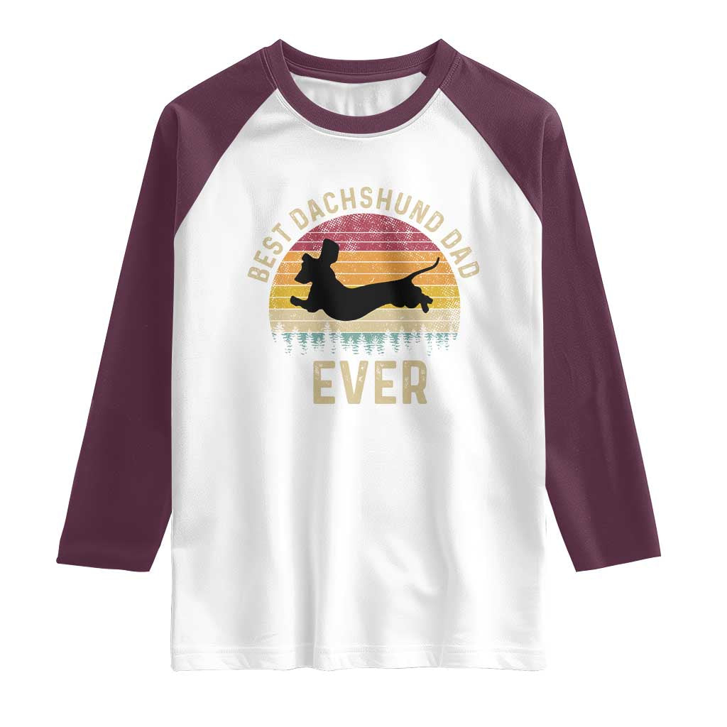 Dachshund Dog Dad Raglan Shirt Vintage 60s 70s Retro Fathers Day Gift for Dog Lovers - Wonder Print Shop