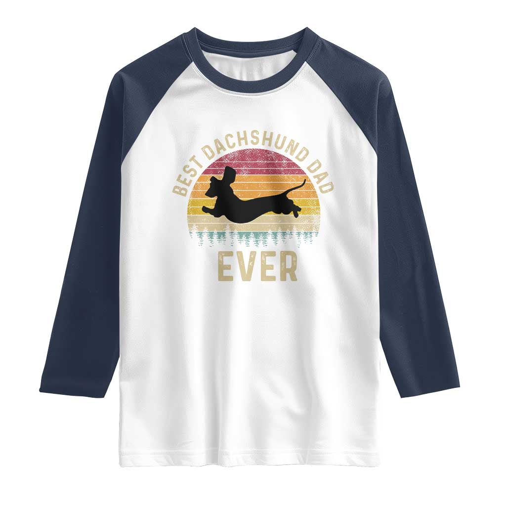 Dachshund Dog Dad Raglan Shirt Vintage 60s 70s Retro Fathers Day Gift for Dog Lovers - Wonder Print Shop
