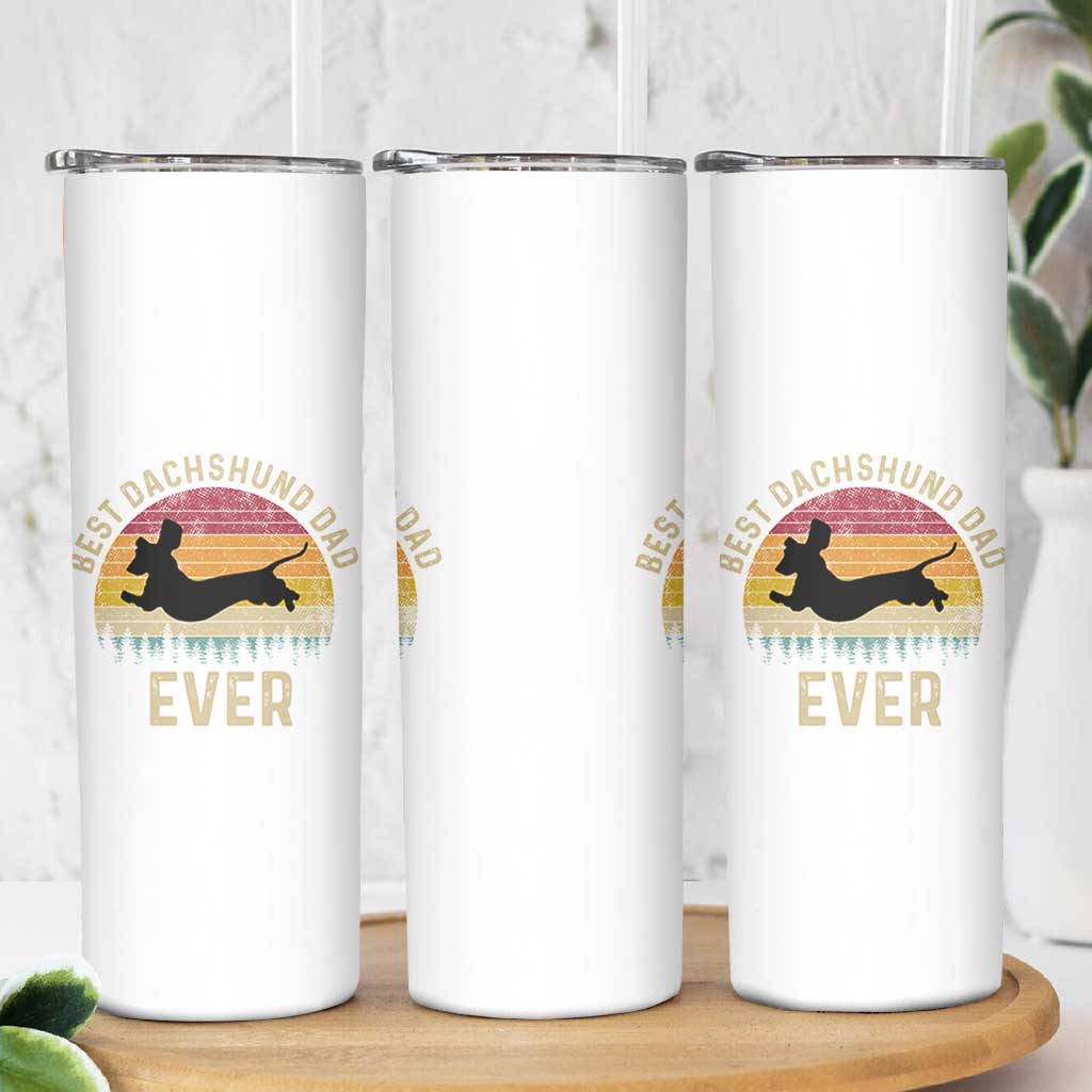 Dachshund Dog Dad Skinny Tumbler Vintage 60s 70s Retro Fathers Day Gift for Dog Lovers - Wonder Print Shop