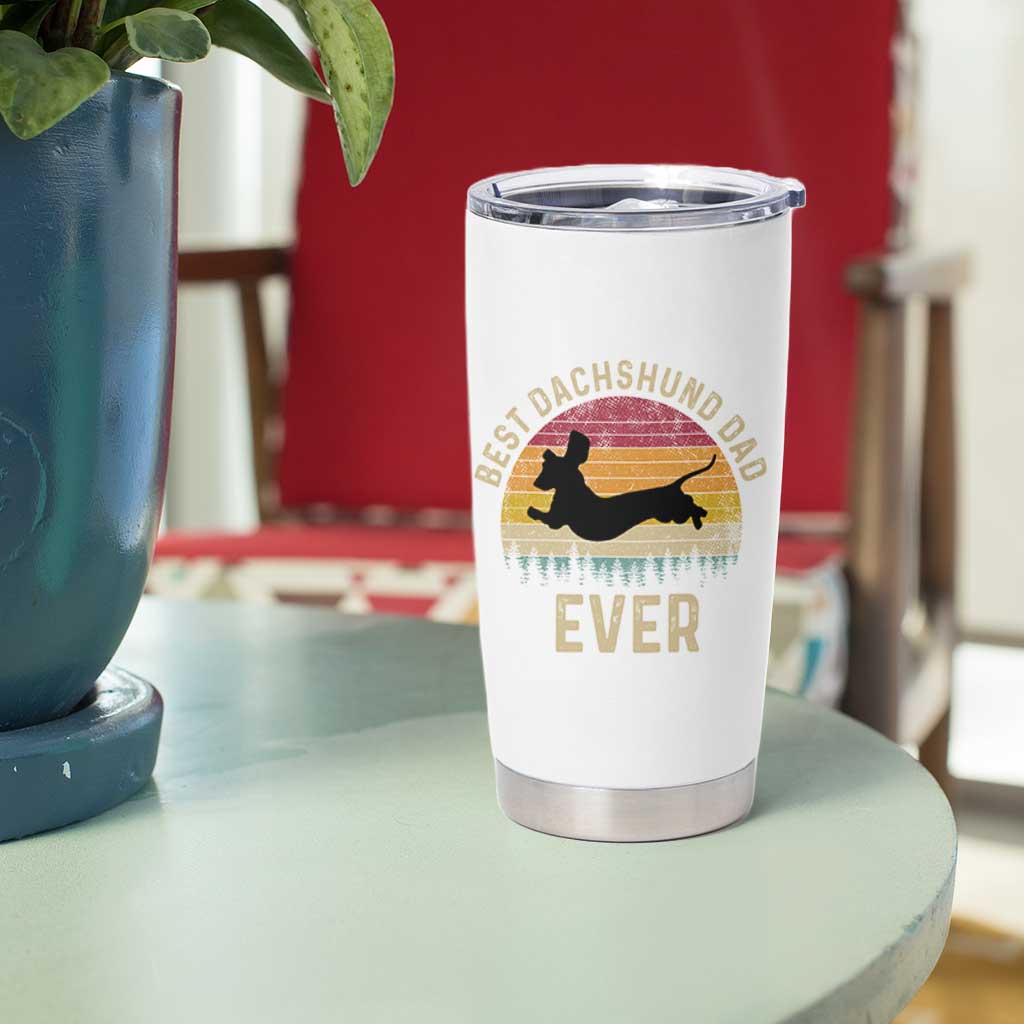 Dachshund Dog Dad Tumbler Cup Vintage 60s 70s Retro Fathers Day Gift for Dog Lovers - Wonder Print Shop