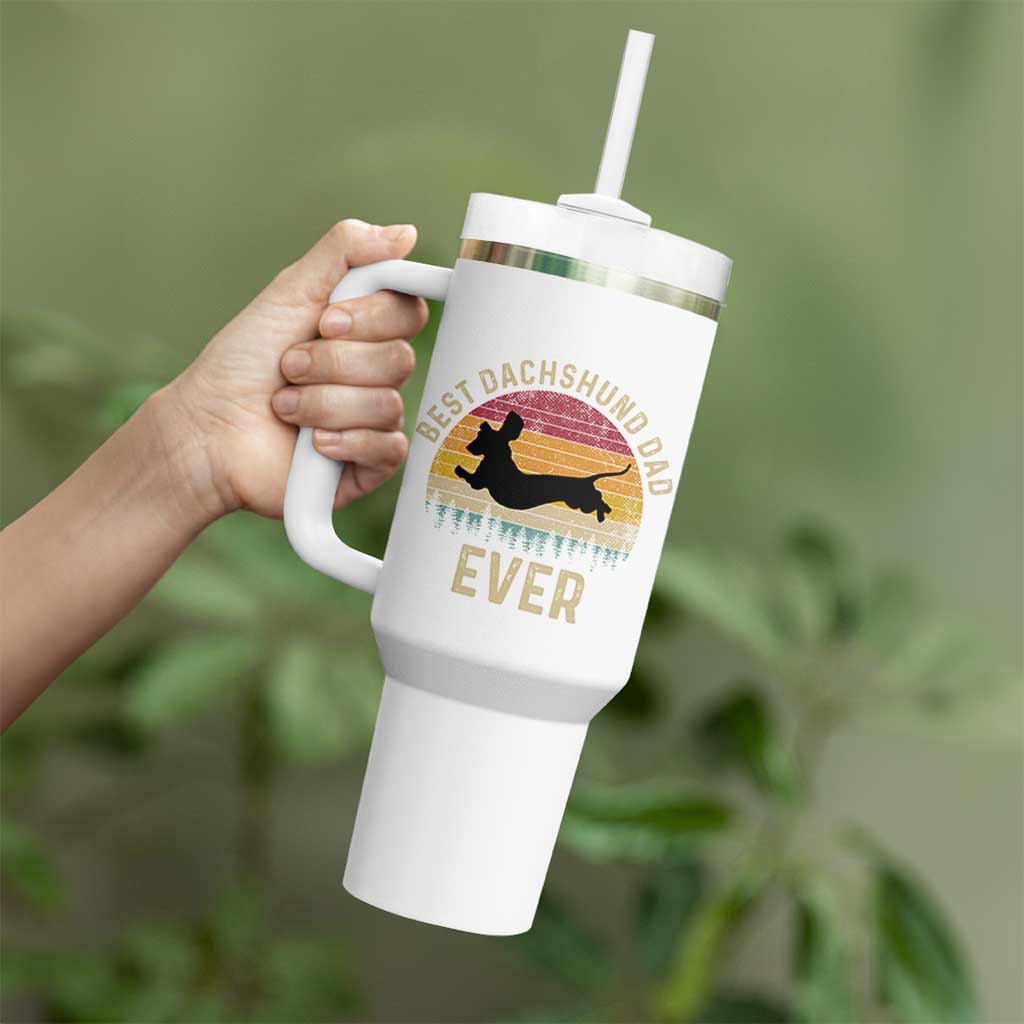 Dachshund Dog Dad Tumbler With Handle Vintage 60s 70s Retro Fathers Day Gift for Dog Lovers - Wonder Print Shop