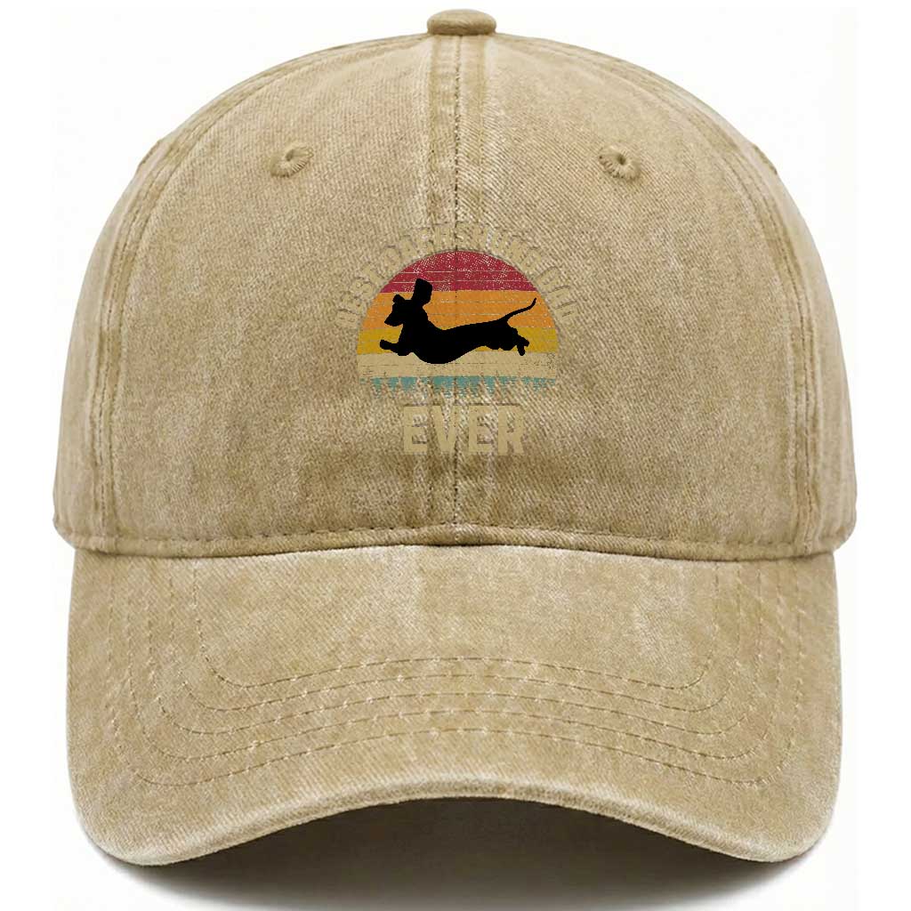 Dachshund Dog Dad Washed Cotton Baseball Cap Vintage 60s 70s Retro Fathers Day Gift for Dog Lovers