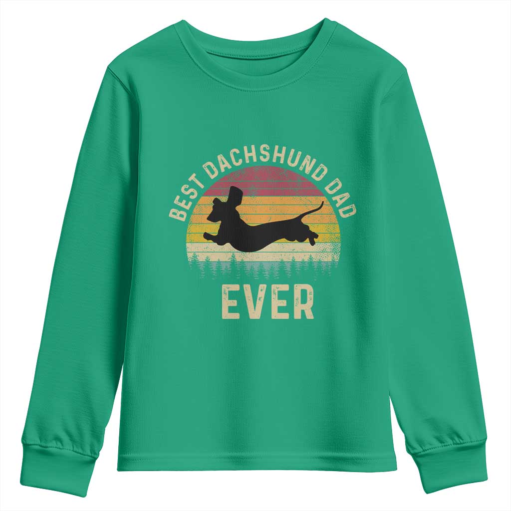 Dachshund Dog Dad Youth Sweatshirt Vintage 60s 70s Retro Fathers Day Gift for Dog Lovers - Wonder Print Shop