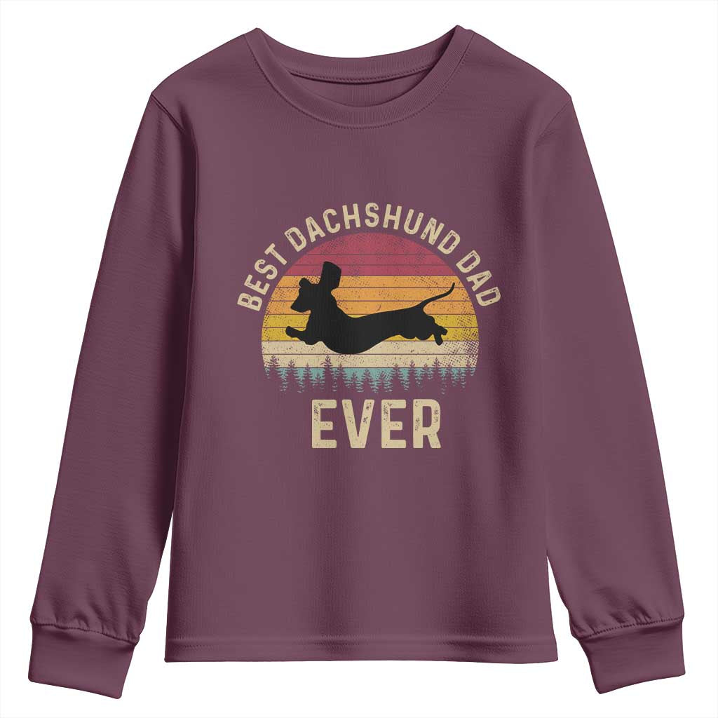 Dachshund Dog Dad Youth Sweatshirt Vintage 60s 70s Retro Fathers Day Gift for Dog Lovers - Wonder Print Shop