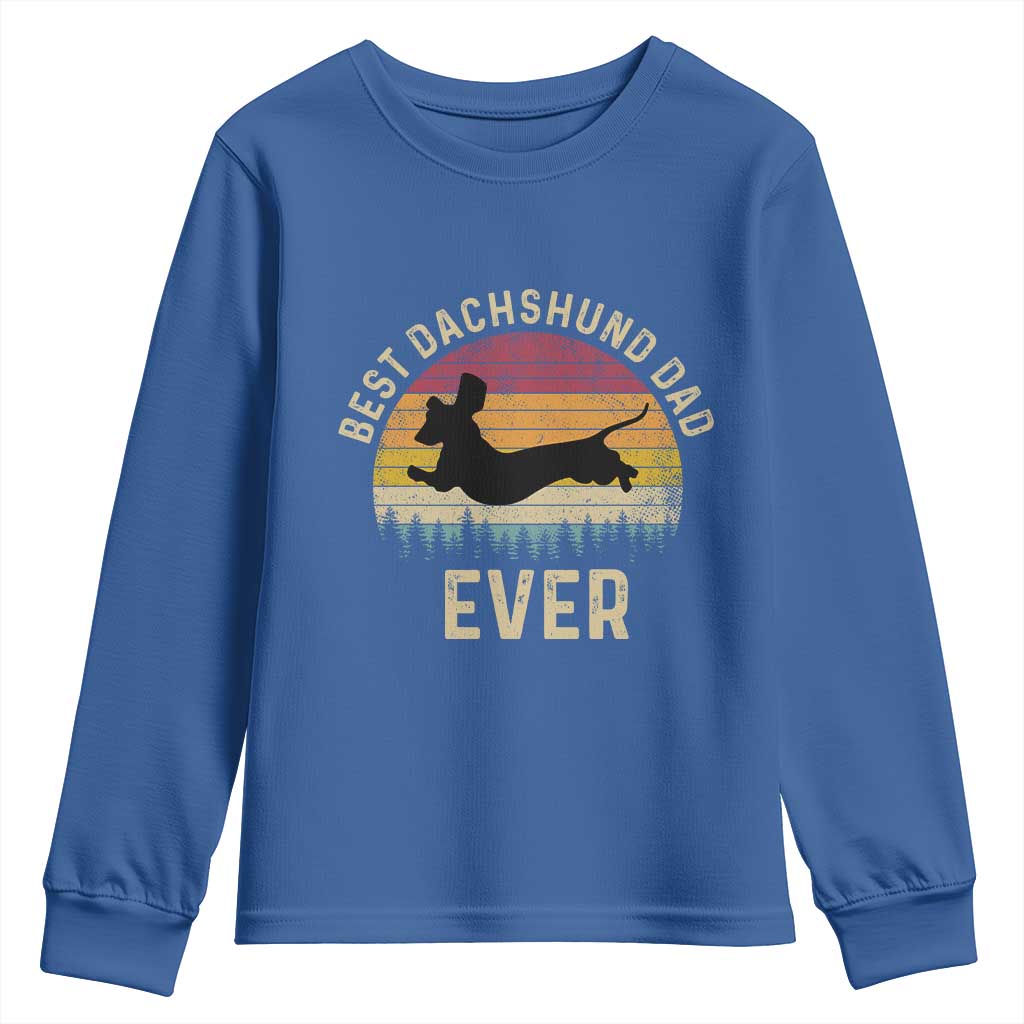 Dachshund Dog Dad Youth Sweatshirt Vintage 60s 70s Retro Fathers Day Gift for Dog Lovers - Wonder Print Shop