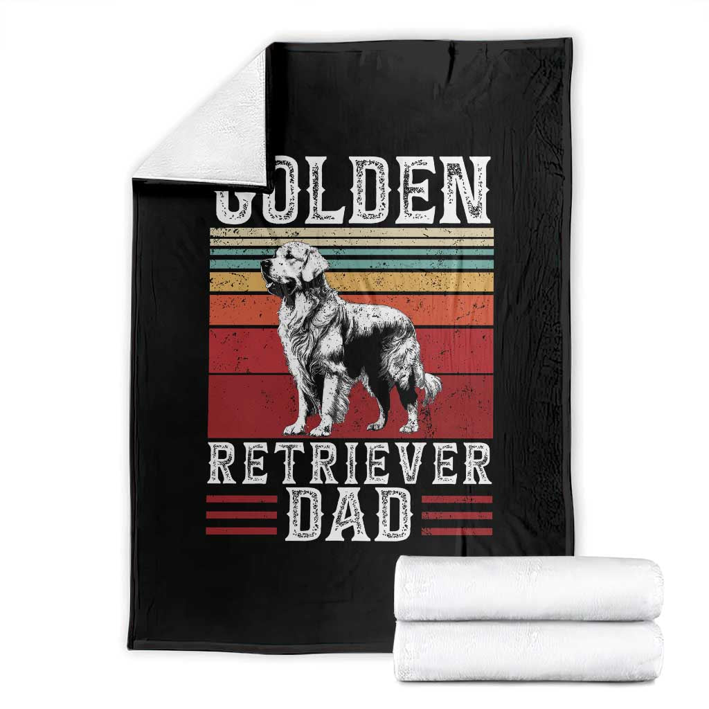 Retro Dog Golden Dad Throw Blanket Fathers Day Gift for Dog Lovers Golden Retriever Dad - Wonder Print Shop