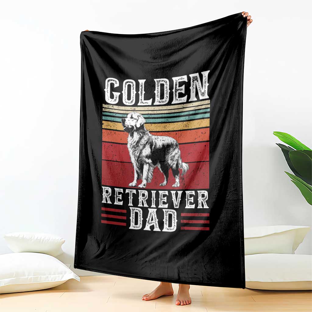 Retro Dog Golden Dad Throw Blanket Fathers Day Gift for Dog Lovers Golden Retriever Dad - Wonder Print Shop