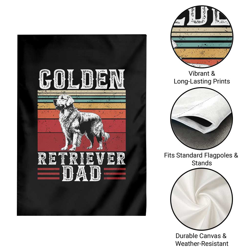 Retro Dog Golden Dad Garden Flag Fathers Day Gift for Dog Lovers Golden Retriever Dad - Wonder Print Shop