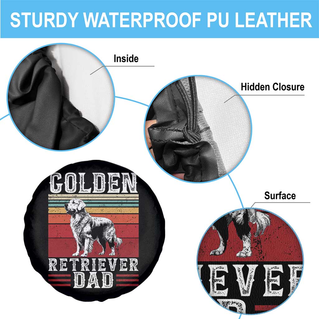 Retro Dog Golden Dad Spare Tire Cover Fathers Day Gift for Dog Lovers Golden Retriever Dad - Wonder Print Shop