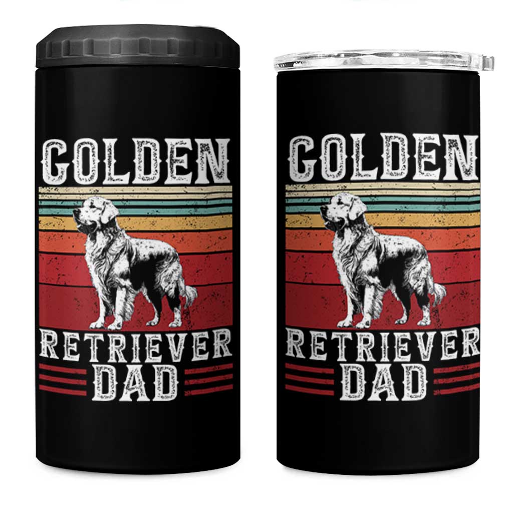 Retro Dog Golden Dad 4 in 1 Can Cooler Tumbler Fathers Day Gift for Dog Lovers Golden Retriever Dad - Wonder Print Shop
