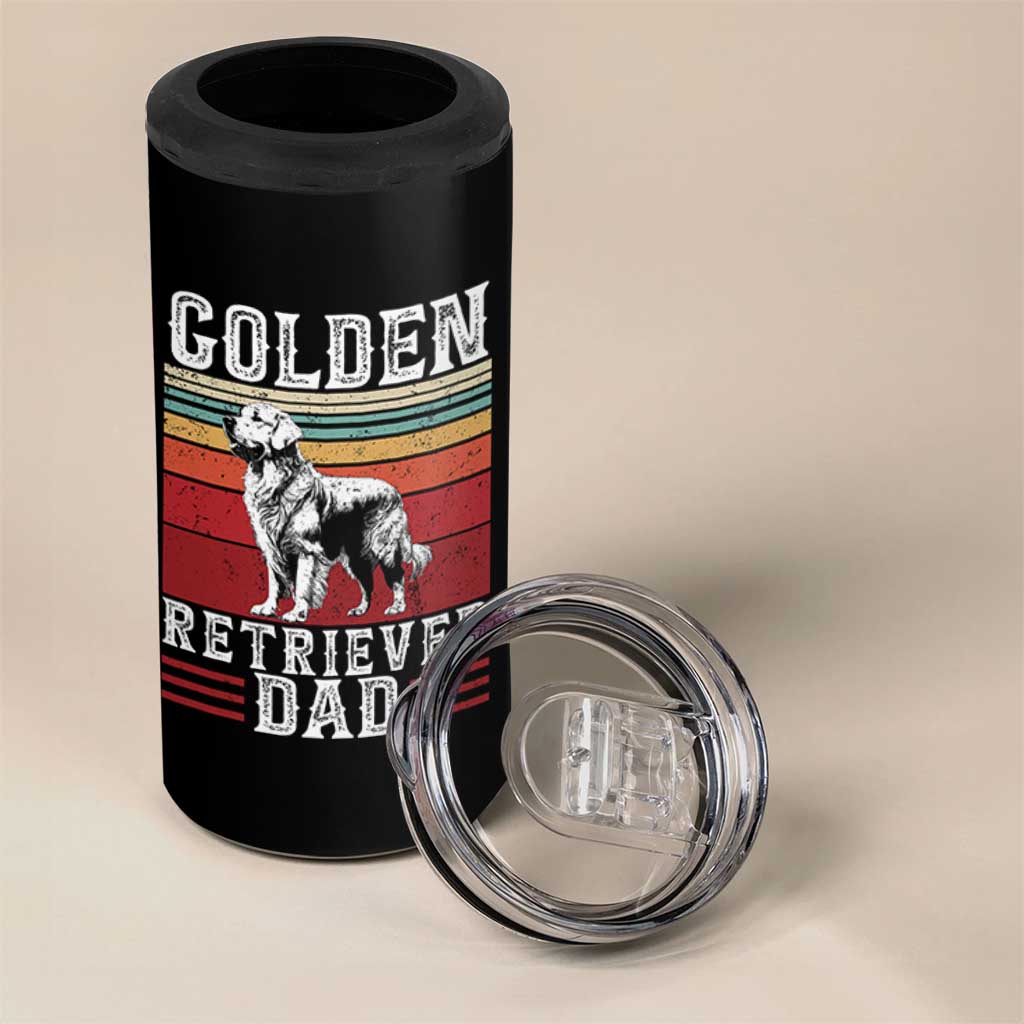 Retro Dog Golden Dad 4 in 1 Can Cooler Tumbler Fathers Day Gift for Dog Lovers Golden Retriever Dad - Wonder Print Shop