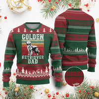 Retro Dog Golden Dad Ugly Christmas Sweater Fathers Day Gift for Dog Lovers Golden Retriever Dad - Wonder Print Shop