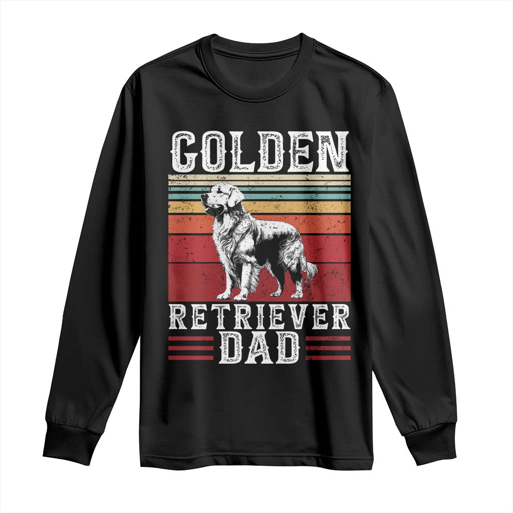 Retro Dog Golden Dad Long Sleeve Shirt Fathers Day Gift for Dog Lovers Golden Retriever Dad - Wonder Print Shop