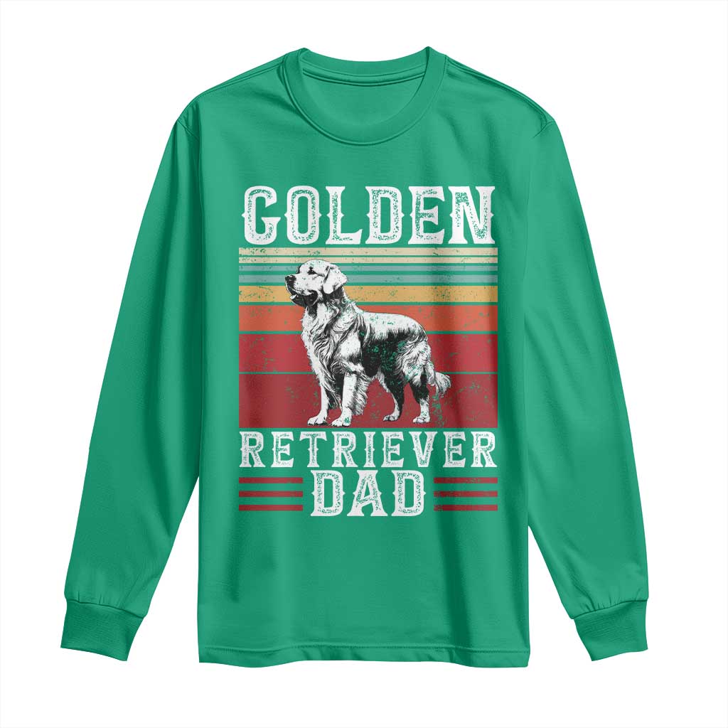 Retro Dog Golden Dad Long Sleeve Shirt Fathers Day Gift for Dog Lovers Golden Retriever Dad - Wonder Print Shop