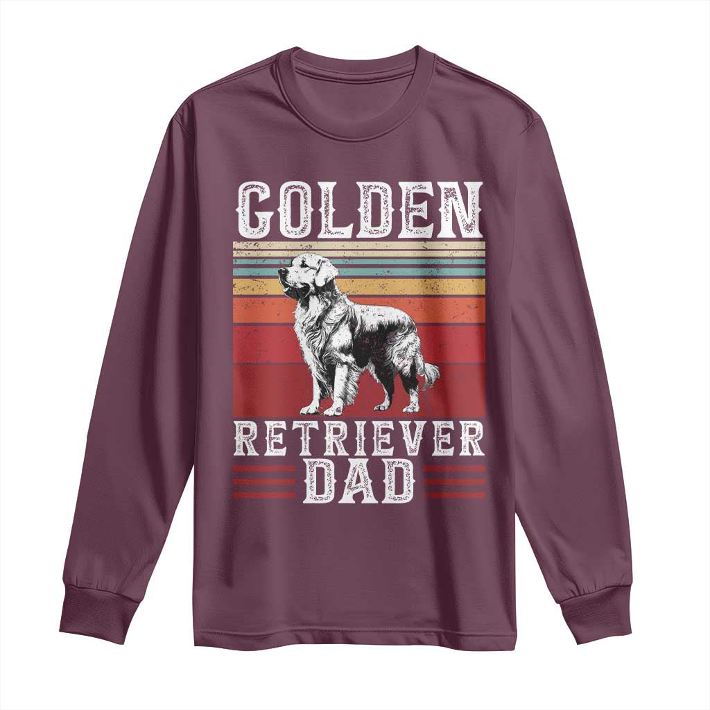 Retro Dog Golden Dad Long Sleeve Shirt Fathers Day Gift for Dog Lovers Golden Retriever Dad - Wonder Print Shop