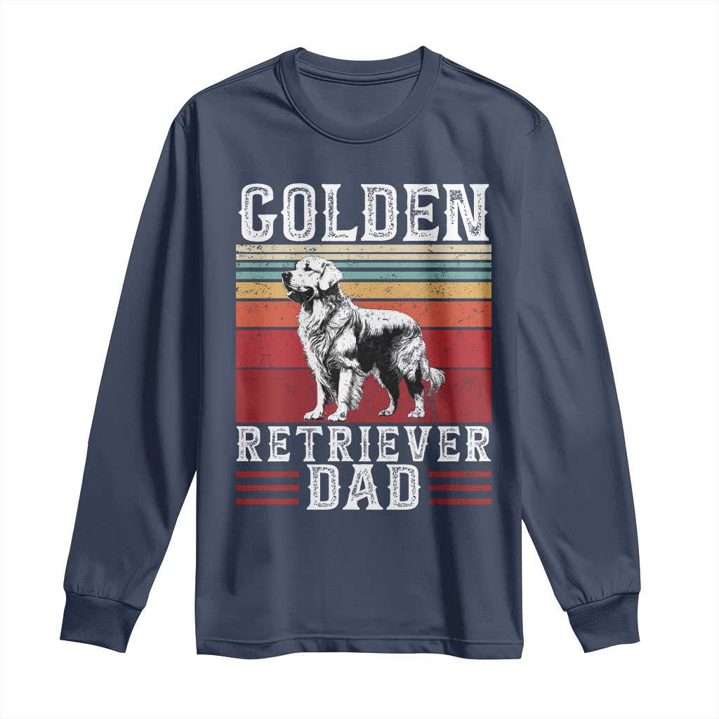 Retro Dog Golden Dad Long Sleeve Shirt Fathers Day Gift for Dog Lovers Golden Retriever Dad - Wonder Print Shop