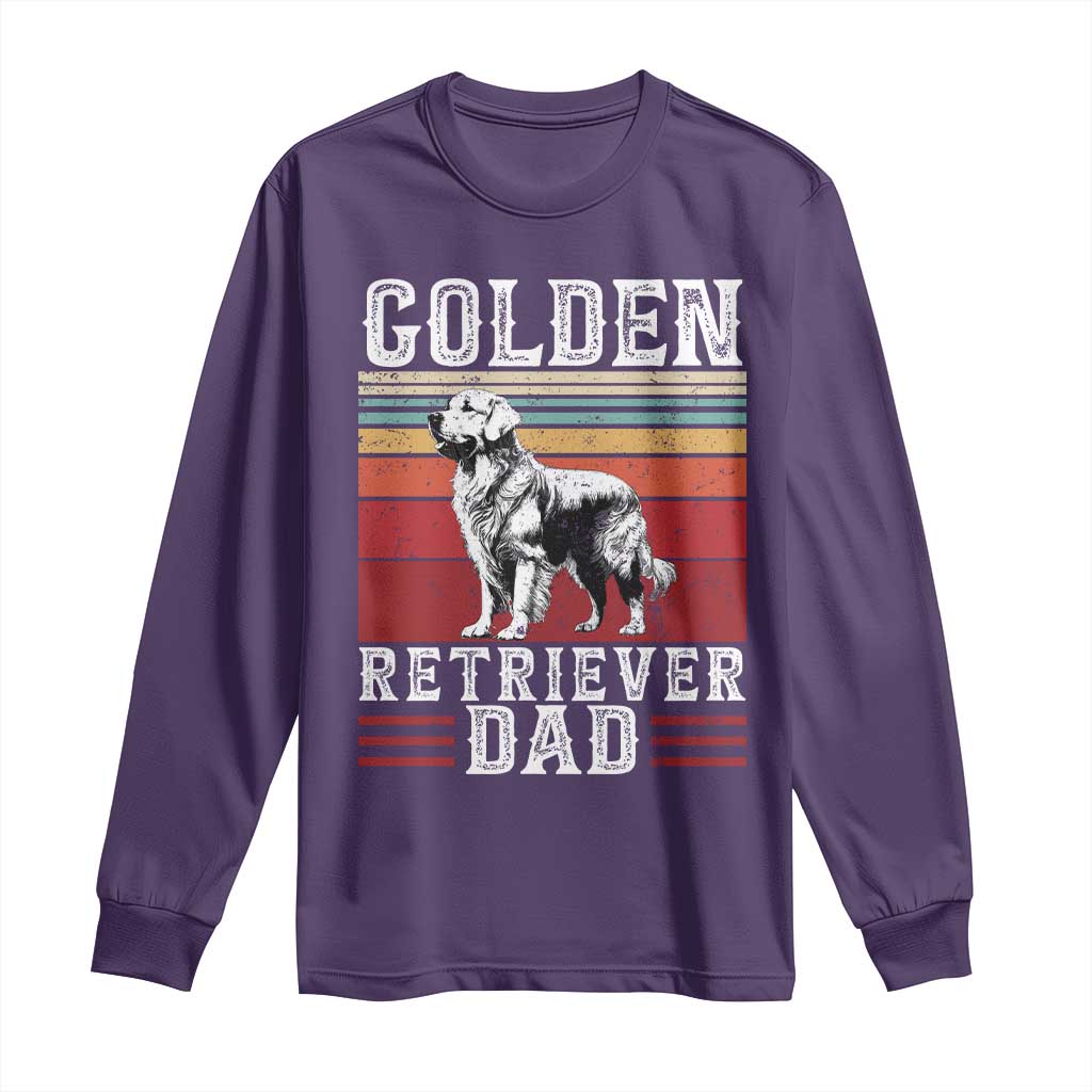Retro Dog Golden Dad Long Sleeve Shirt Fathers Day Gift for Dog Lovers Golden Retriever Dad - Wonder Print Shop