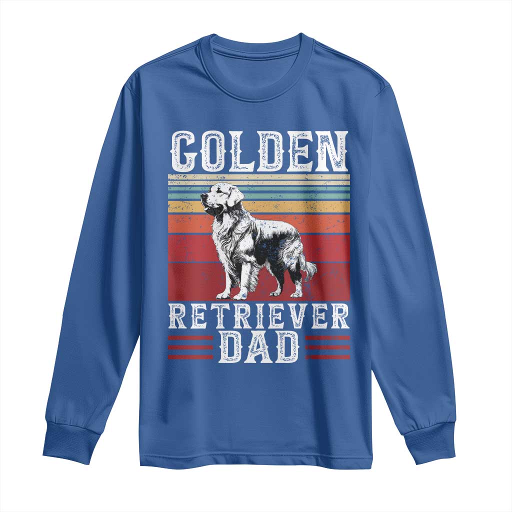 Retro Dog Golden Dad Long Sleeve Shirt Fathers Day Gift for Dog Lovers Golden Retriever Dad - Wonder Print Shop