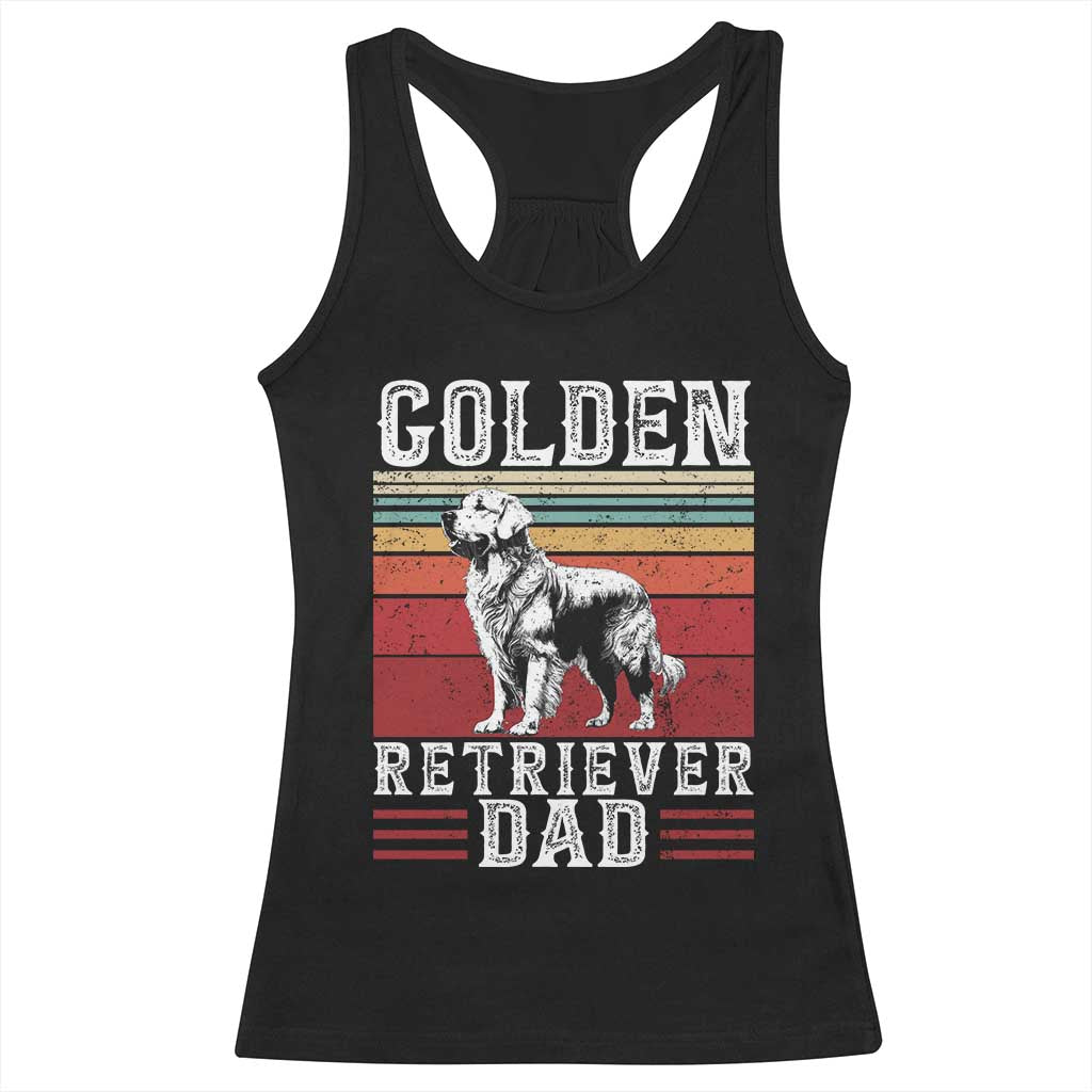 Retro Dog Golden Dad Racerback Tank Top Fathers Day Gift for Dog Lovers Golden Retriever Dad - Wonder Print Shop