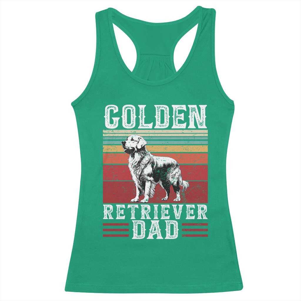 Retro Dog Golden Dad Racerback Tank Top Fathers Day Gift for Dog Lovers Golden Retriever Dad - Wonder Print Shop