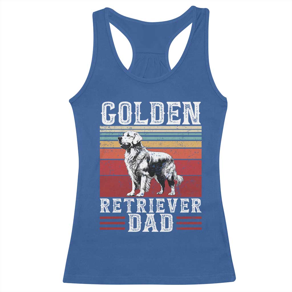Retro Dog Golden Dad Racerback Tank Top Fathers Day Gift for Dog Lovers Golden Retriever Dad - Wonder Print Shop