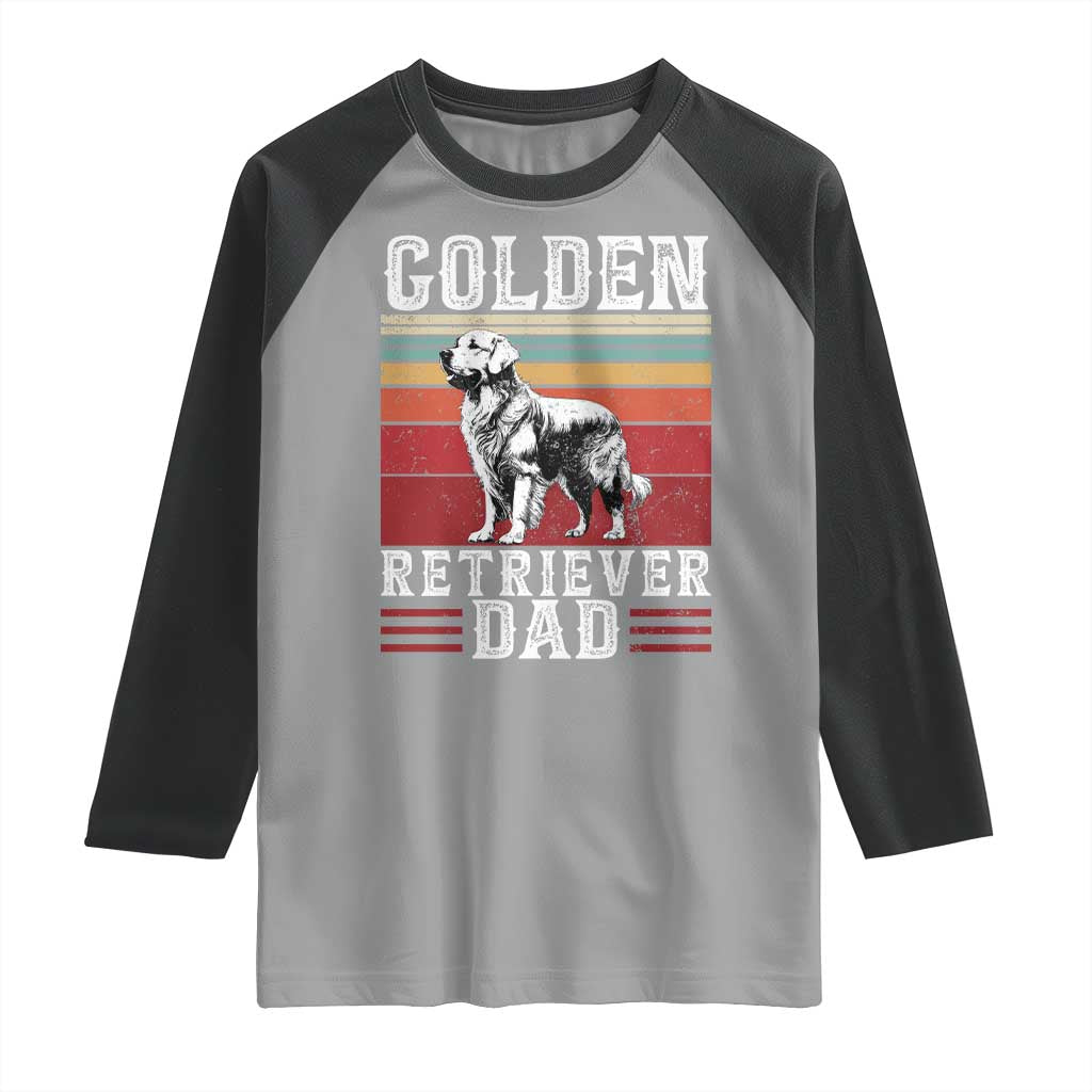 Retro Dog Golden Dad Raglan Shirt Fathers Day Gift for Dog Lovers Golden Retriever Dad - Wonder Print Shop