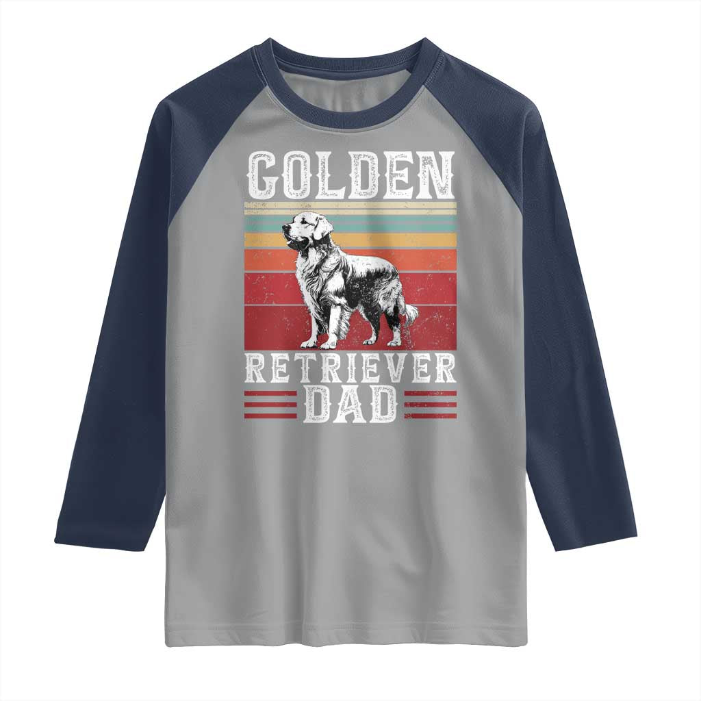 Retro Dog Golden Dad Raglan Shirt Fathers Day Gift for Dog Lovers Golden Retriever Dad - Wonder Print Shop