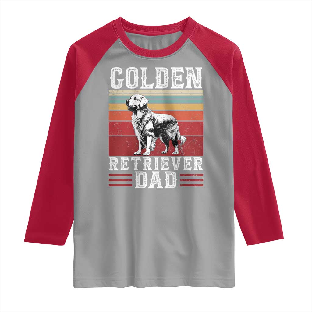 Retro Dog Golden Dad Raglan Shirt Fathers Day Gift for Dog Lovers Golden Retriever Dad - Wonder Print Shop