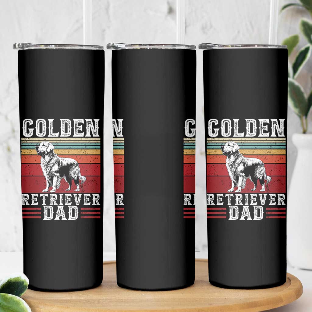 Retro Dog Golden Dad Skinny Tumbler Fathers Day Gift for Dog Lovers Golden Retriever Dad - Wonder Print Shop