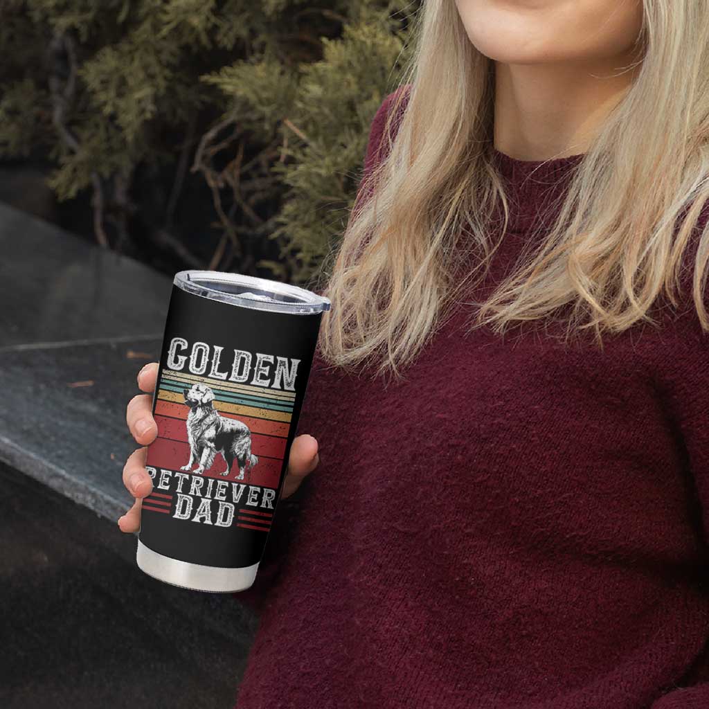 Retro Dog Golden Dad Tumbler Cup Fathers Day Gift for Dog Lovers Golden Retriever Dad - Wonder Print Shop