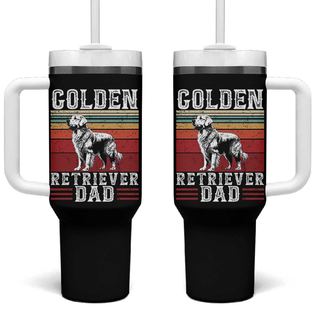 Retro Dog Golden Dad Tumbler With Handle Fathers Day Gift for Dog Lovers Golden Retriever Dad - Wonder Print Shop
