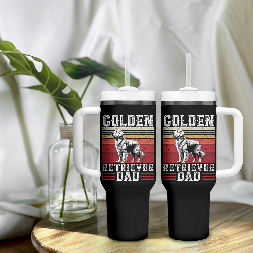 Retro Dog Golden Dad Tumbler With Handle Fathers Day Gift for Dog Lovers Golden Retriever Dad - Wonder Print Shop